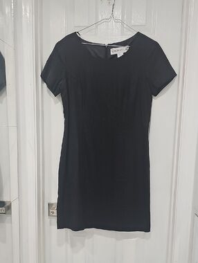 Black Fully Lined Short Sleeve Sheath Mini Dress